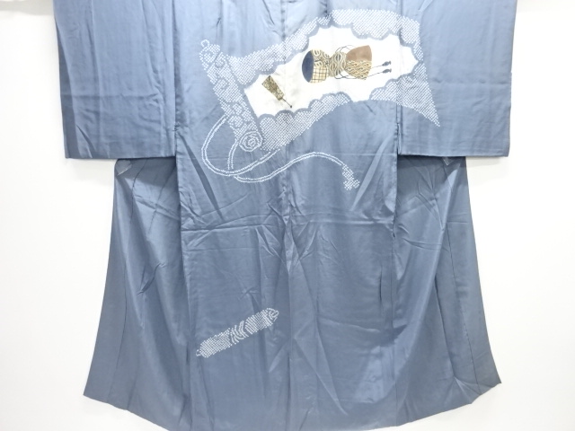 アンティーク　絞り 巻物に鼓胴模様男物長襦袢